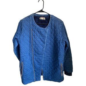 Topshop Moto Denim Quilted Sherpa Jacket Women Zip up Size 2